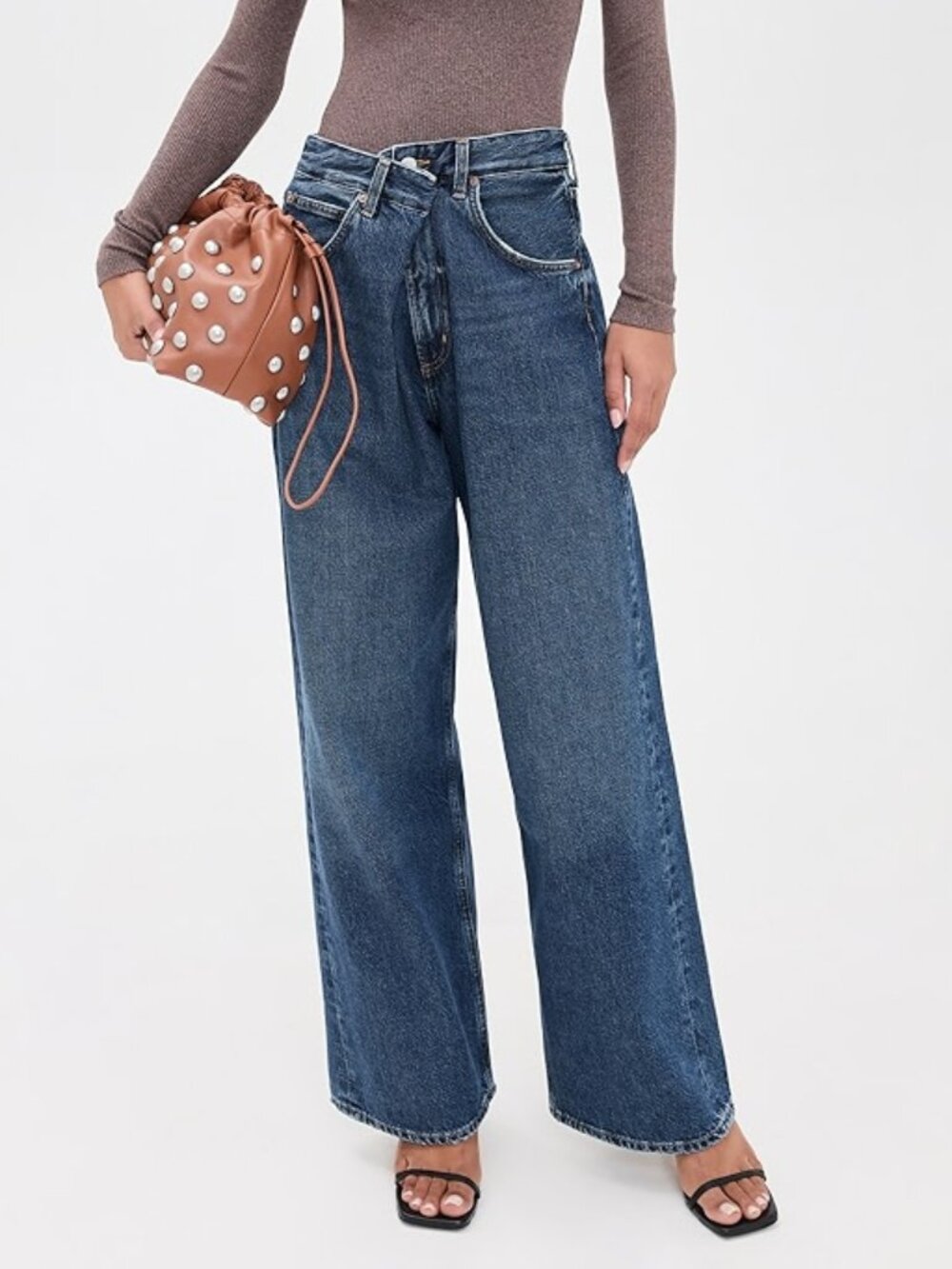 AGOLDE Vana Fold Jeans Wide Leg, Nexus Blue, Size 28, NWT
